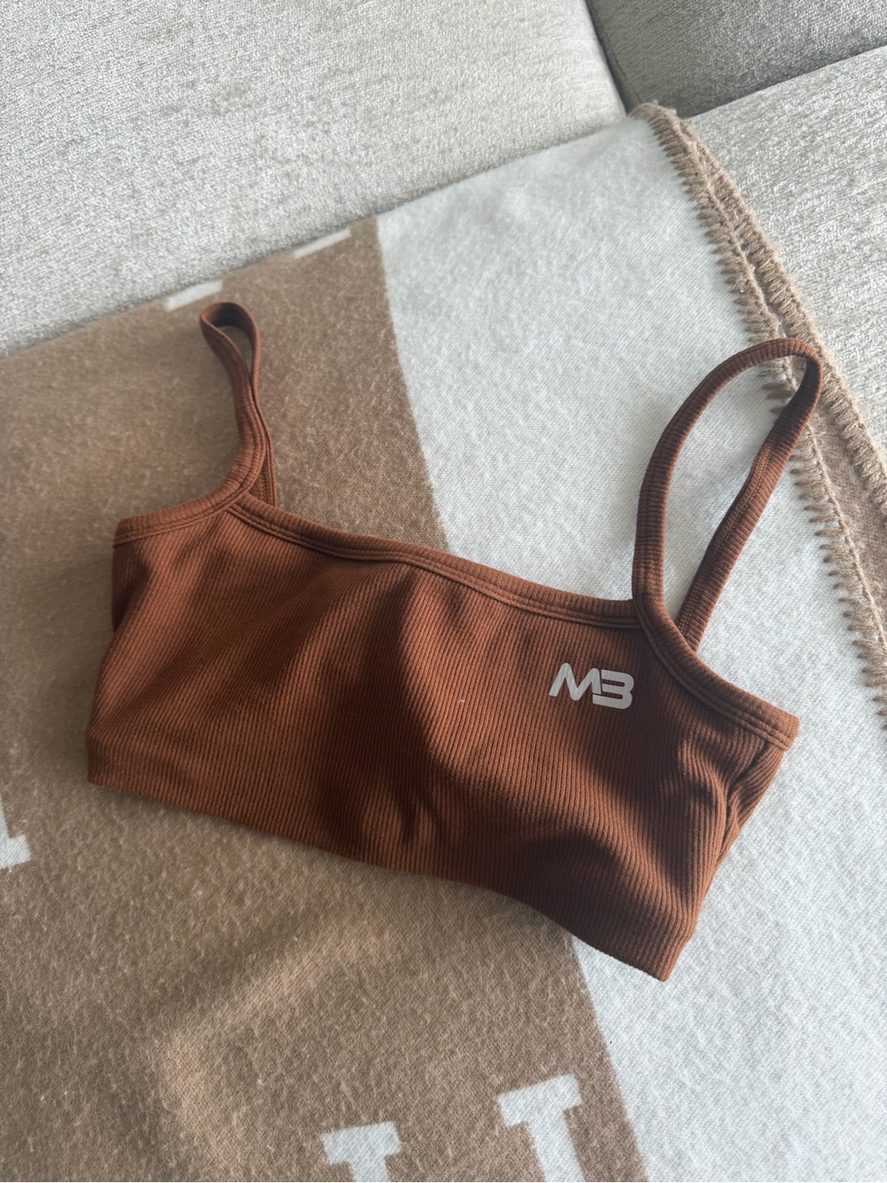 MB Ribbed Crop Tank Top in Chocolate Brown